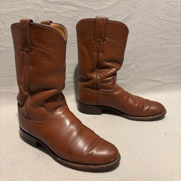 Justin chestnut cowboy/cowgirl western roper pull on boots size 6 B style L3802 main image 9
